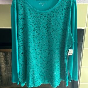 Laura Scott Woman (2X) Laced Front Top NWT🦋
